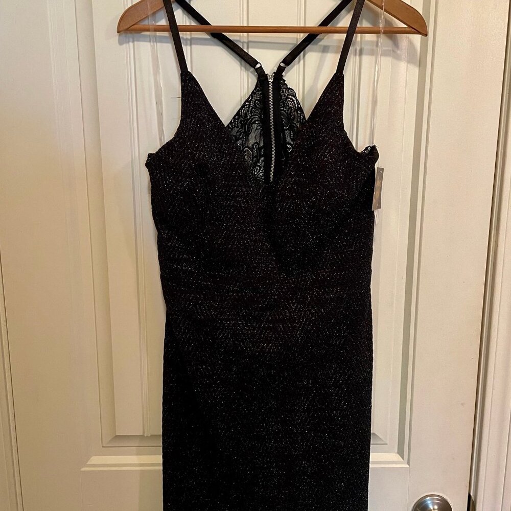 NWT Planet Gold Chevron Lurex Stretchy Dressy Dress XL Back Area is Open